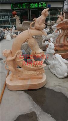 晚霞紅制作鎮宅石雕動物麒麟一對 大型動物門口擺件工藝品