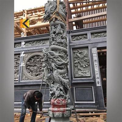 銷售石雕龍柱 寺院青石龍柱雕塑 石雕盤龍柱加工廠